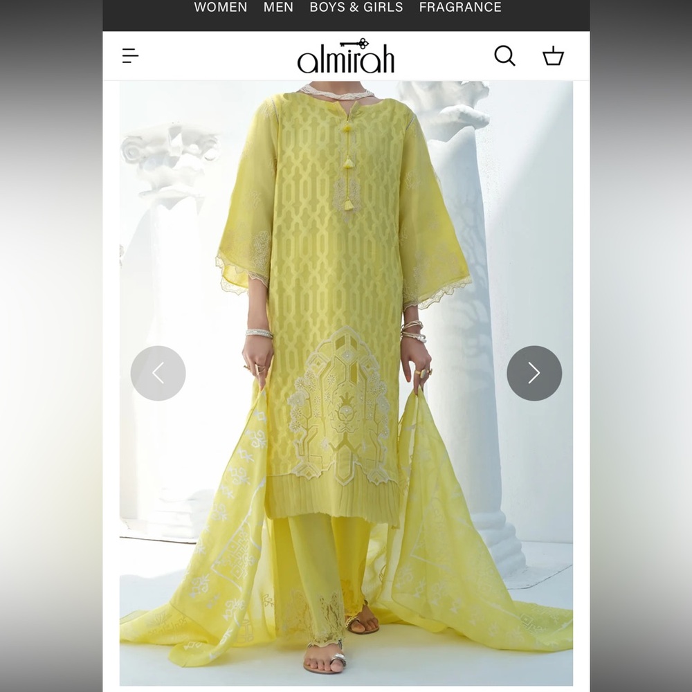 Elegant Yellow Embroidered Dress with pants and scarf